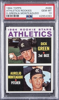 1964 Topps "Athletics Rookies" #466 Dick Green/Aurelio Monteagudo Rookie Card - PSA GEM MT 10 - POP 4!